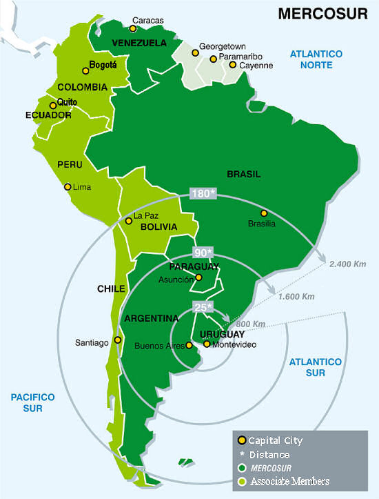 El Mercado Común del Sur Geografía